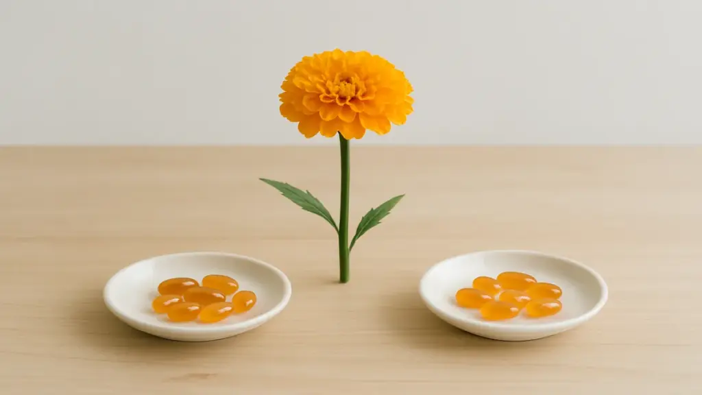 游離型與酯化型葉黃素:金盞花與兩碟膠囊