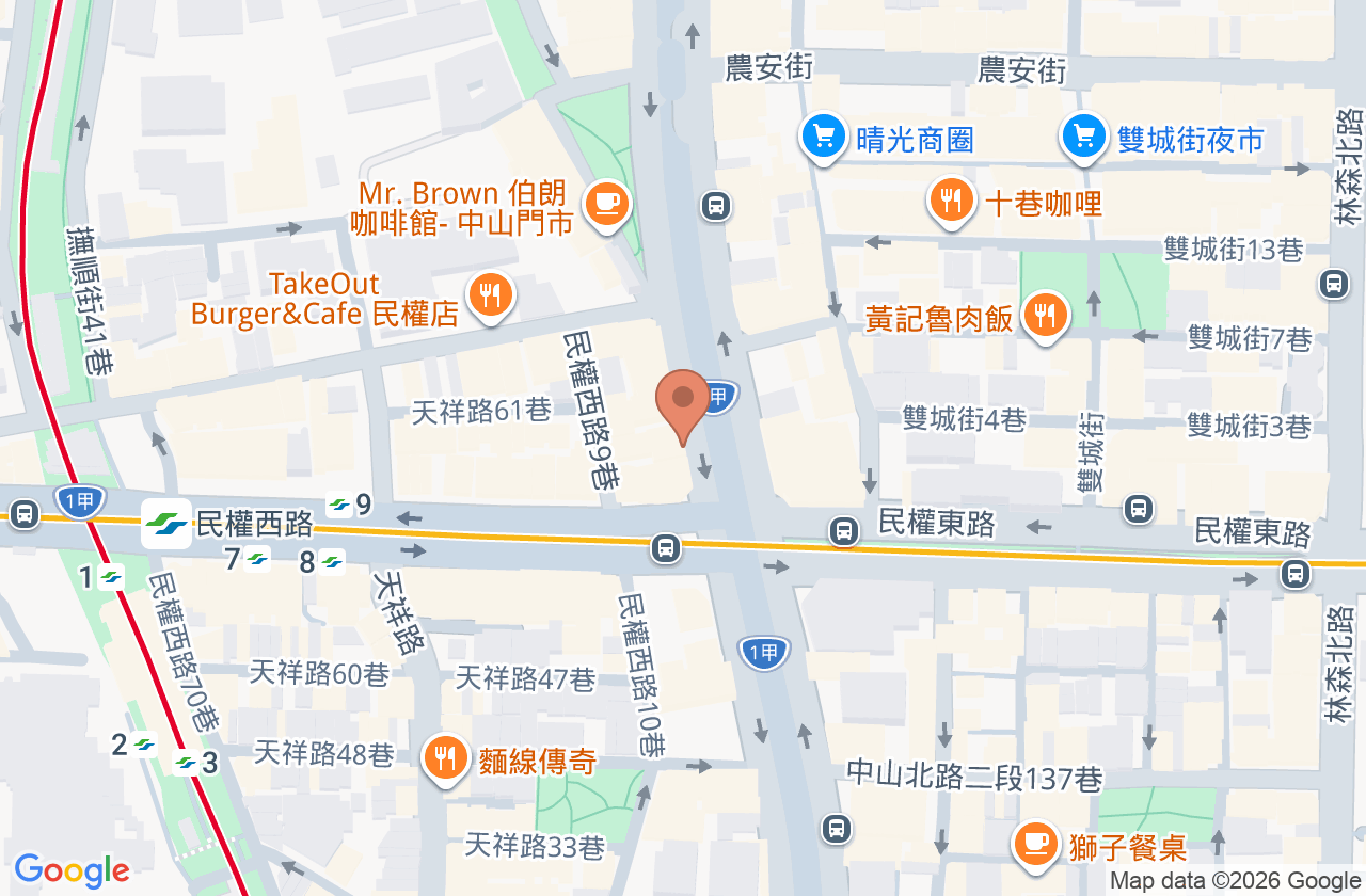 翰醫堂中山中醫診所 位置地圖