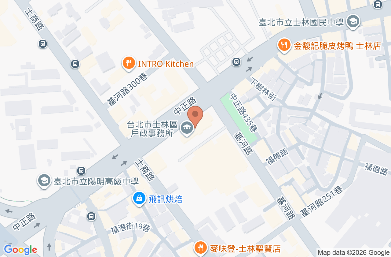 臺北市立聯合醫院附設士林門診部 位置地圖