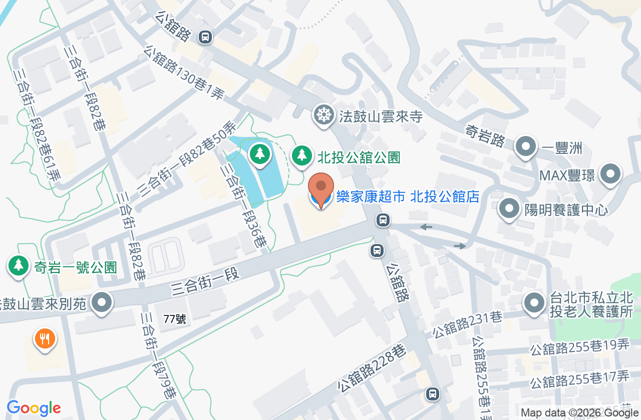 臺北市立聯合醫院附設北投門診部 位置地圖